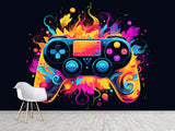 Self-Adhesive Eco-Friendly Wallpaper for Bedroom, Kids’ Room, or Playroom – "Colorful Gamepad"