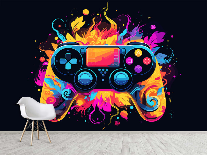 Self-Adhesive Eco-Friendly Wallpaper for Bedroom, Kids’ Room, or Playroom – "Colorful Gamepad"
