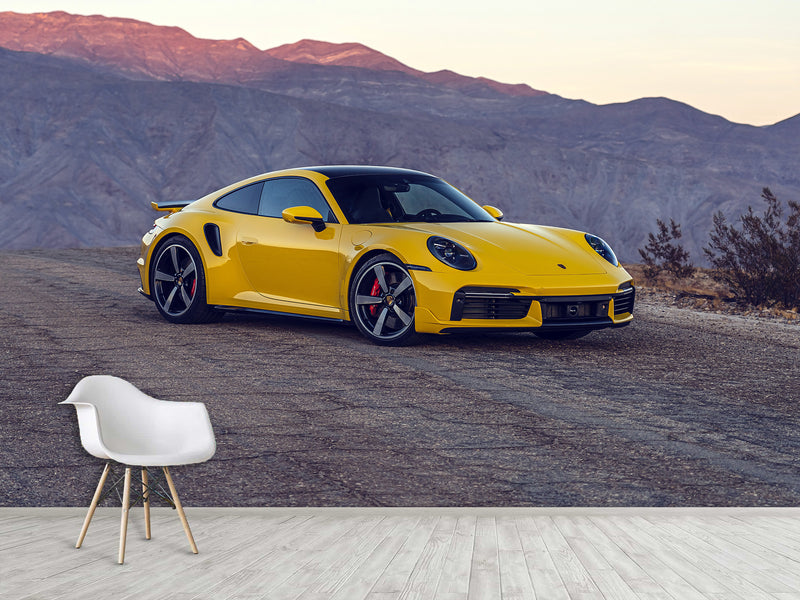 Peel and Stick Mural All Wall Wallpaper Sport Car Wall Art – 3D Porsche Self-Adhesive Wallpaper Decal for Bedroom, Kitchen, or Lounge