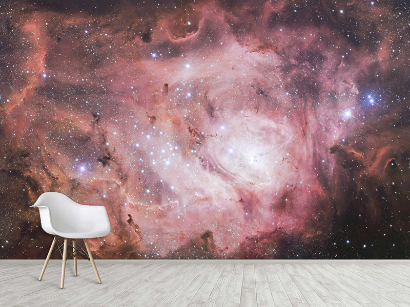 Non-Wowen Wall Mural Bedroom Wall Mural – "Stars In Purple Mist" Dreamy Galaxy Design