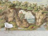 Non-Woven Art Wallpaper – “A Rocky Arch by a Stream” by Gherardo Cibo – Wall Mural for Living Room, Bedroom & Office