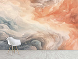 Print Abstraction On Wall Vinyl Wallpaper Peel and Stick For Bedroom Living Room "Pink Blue Waves"