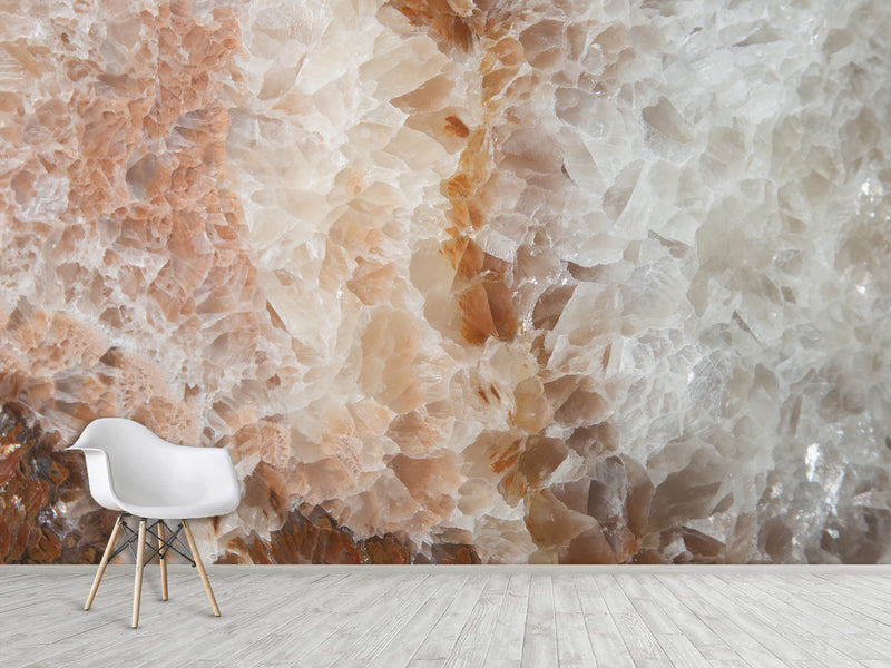 Abstract Composition Peel and Stick Mural Art Design "Beige Crystals" For Hall Living Room Decoration