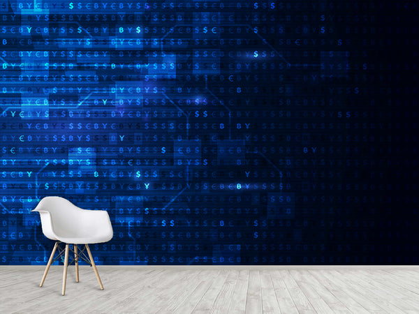 Bold Design For Office, Gaming Room Peel And Stick Wallpaper Full Wall Art Print For Home "Cryptocurrency Matrix" 💻