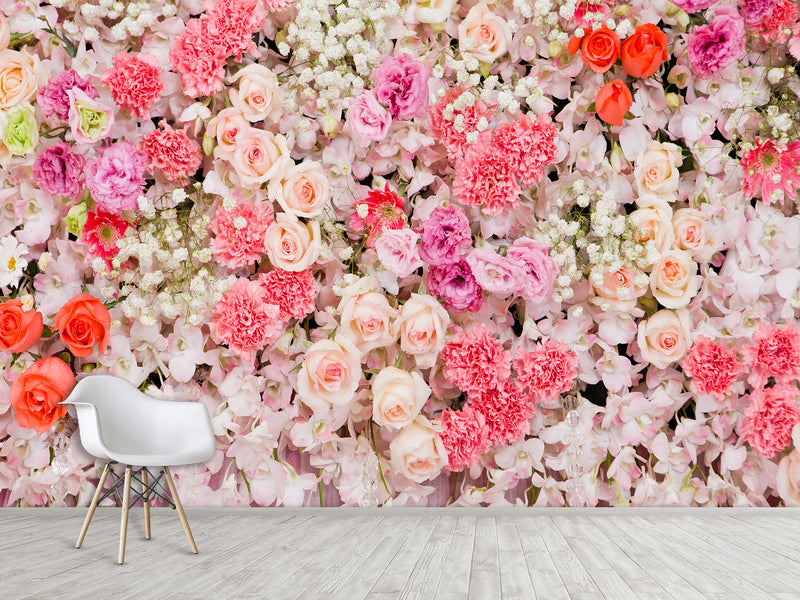 Self-Adhesive Mural Full Wall Blush Rose Art for Home or Bedroom Decor