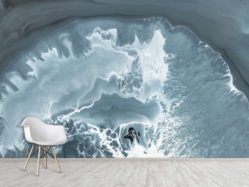 Abstract Composition For Office Peel and Stick Mural 'Abstract Vision Of Waves In Cave' Full-Wall Design Suitable For Living Room, Bedroom 🌊