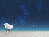 Blue Wallpaper Wall Print Peel And Stick Mural Wall Art For Bedroom, Kitchen, Living Room "Polyhedrons"