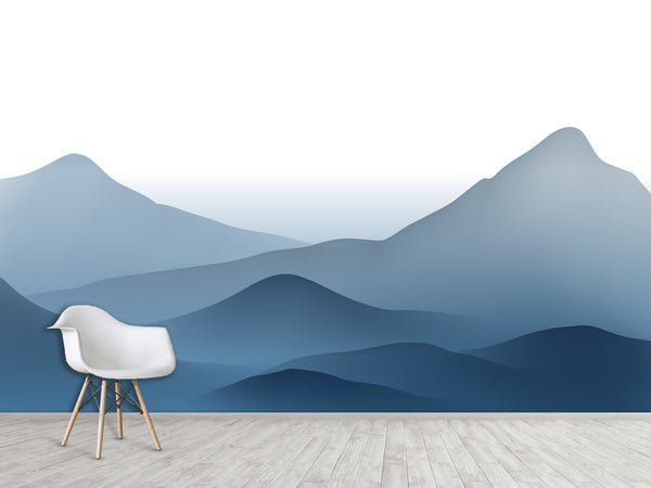 Natural Print Peel and Stick Wall Mural for Home, Beautiful for Bedroom and Kitchen, Self-Adhesive Wallpaper 'Mountain Silhouettes'