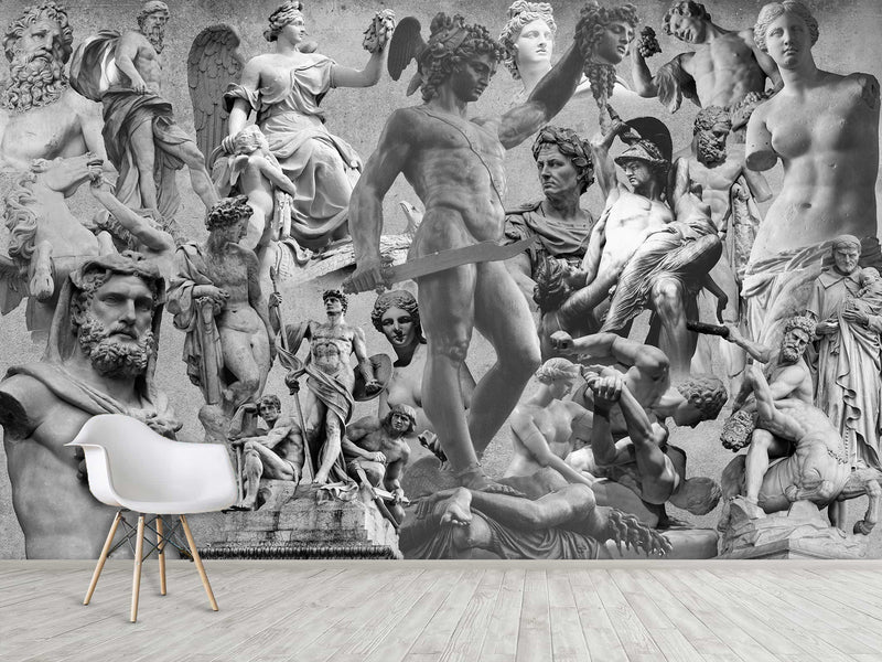 Unique Vintage Design – Traditional Full-Wall Wallpaper "Beauty and Power of Antiquity", Perfect for Bedroom or Living Room
