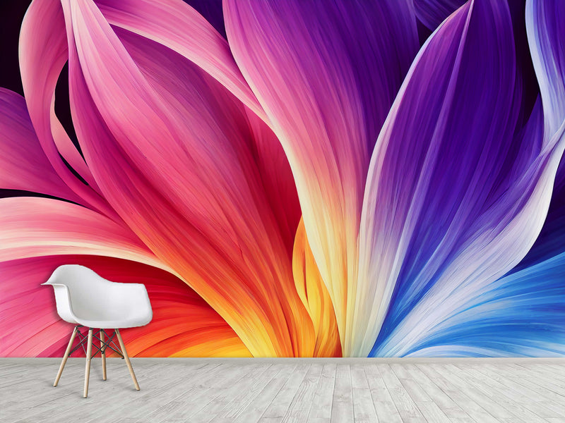 Non-Woven Photo Wallpaper For Bedroom, Living Room "Abstraction: Colorful Petals Of Energy"