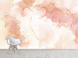 Non-Woven Photo Wallpaper For Bedroom, Living Room, Art Design “Rosea With Golden Abstraction”