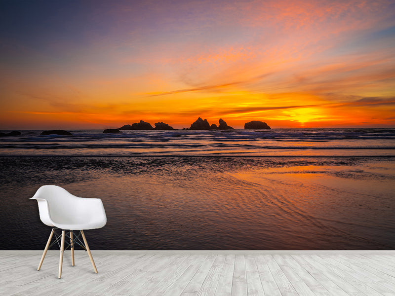 Non-Woven Mural Large Wall Art For Bedroom, Living Room Or Relaxation Zone – Ocean Sunset
