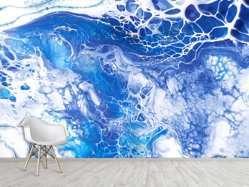 High-Quality Wallpaper With Abstract Design Vinyl Wallpaper Peel and Stick Eco-Paint Wall Mural For Bedroom, Living Room 'Abstraction: Blue Fantasy' 🌌