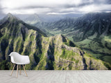 Motivational Art Print for Relaxation, Vinyl Wallpaper Peel and Stick Mural for Living Room 'Mountains from Above', 3D Wall Mural