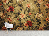 Non-Wowen Mural Full Wall Vintage Floral Composition Print – Classic Flower Arrangement Wall Art For Living Room Or Home Office