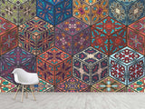 Art Design Geometric Vinyl Wallpaper Peel and Stick Cubes For Office, Workspace