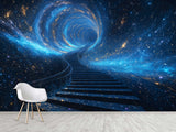 Incredible Wallpaper Sci-Fi Motif For Living Room, Hall Self-Adhesive Wallpaper For Entire Wall "Stairway To Another Dimension" 🚀