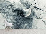 Full-Wall Peel and Stick Wallpaper – Art Print "Dance of the Stork in Abstraction" Mural for Office, Study, or Living Room