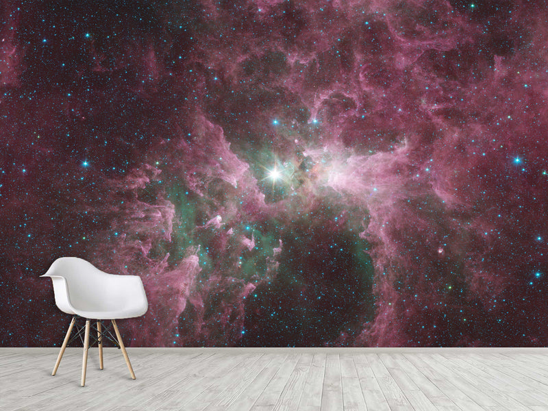 Non-Woven Wallpaper Design “Nebula with Stars” Wall Mural for Bedroom & Living Room