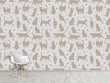 High-Quality Full-Wall Self-Adhesive Wallpaper — Decor for Office, Venue, or Bedroom "Cat Silhouettes"