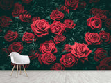 3D Non-Woven Wall Mural Natural Print Design For Bedroom, Living Room Photo Wallpaper "Red Roses"