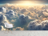 Non-Woven Photo Wallpaper – "Clouds in Sunlight" – Wall Mural for Office or Living Room