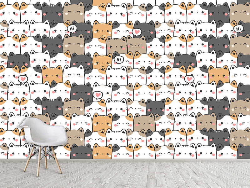Peel and Stick Wall Mural Cute Kittens Print For Kids’ Room Decor