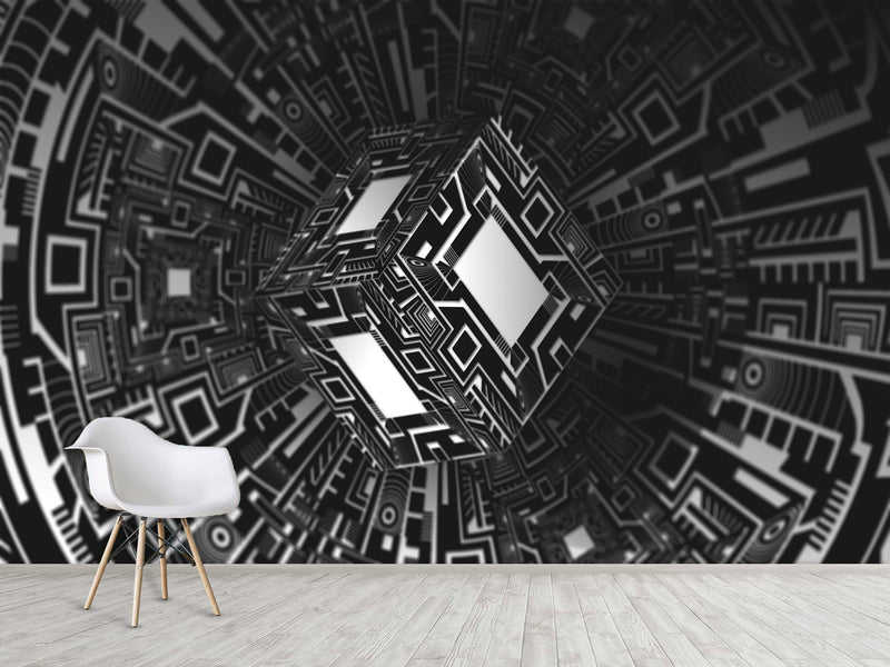 Stylish Design Non-Woven Wallpaper For Office, Hall, Living Room "Cube" 🔲
