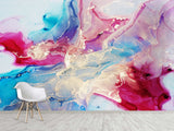 Peel and Stick Wallpaper On The Wall Modern Abstract Wall Art – Burgundy and Sky Blue Design For Bedroom Living Room