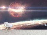 Peel and Stick Full Wall Mural Print Planet Breaking Into Fragments for Living Room or Bedroom