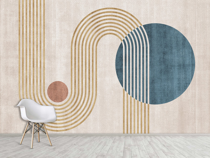 Non-Woven Wall Mural In Art Deco Style  "Geometric Ensemble" For Office  Living Room Bedroom🎨