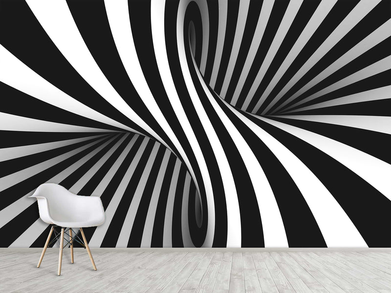 Unique Creative Design Non-Woven Wallpaper for Home Wall "Illusion" – 3D Bedroom Mural Above the Bed 🌀