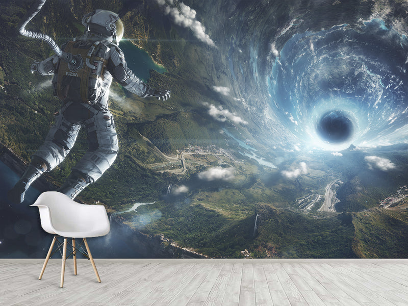 Premium Non-Woven Photo Wallpaper – "Astronaut In Infinite Space" Cosmic Wall Mural