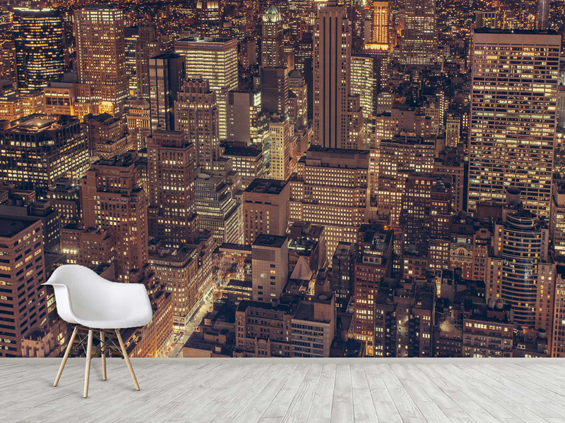 Durable Self-Adhesive Photo Wallpaper For Living Room, Bedroom Design "Night City Of New York"