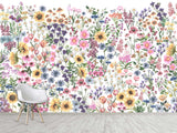 🌸Floral Print For Home Design Non-Woven Wall Murals "Watercolor Wildflowers" For Living Room, Creative Space, Bedroom 🌸