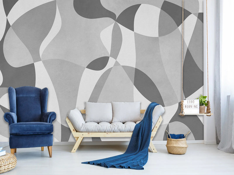 Beige Mural In Calm Tones Wall Print Peel And Stick Wallpaper Art Print "Chaotic Lines" For Bedroom, Living Room, Home Desing 🌀