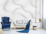 Black and White Self-Adhesive Wallpaper for Living Room and Office "Spiral Abstraction" for Futuristic Design