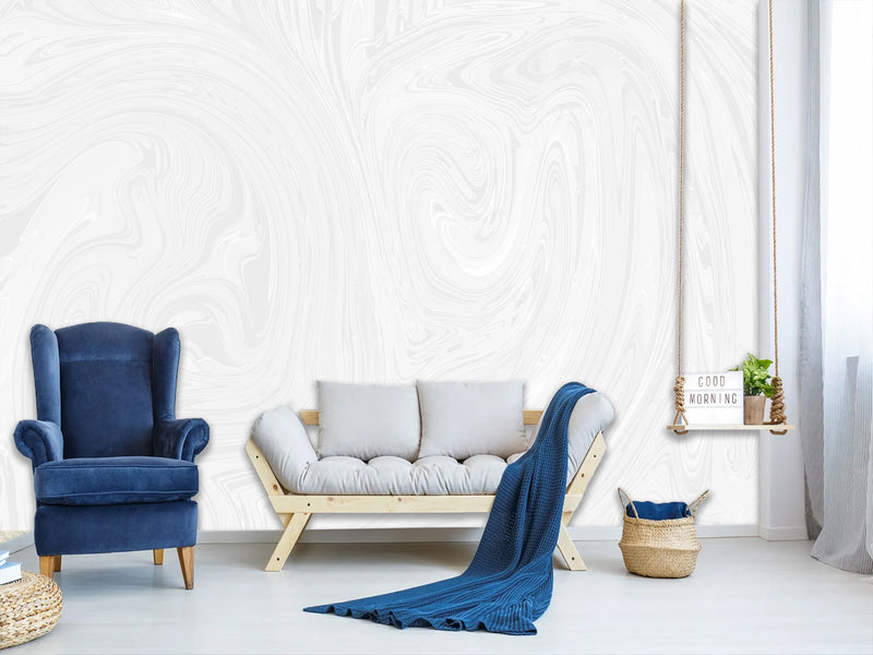White Non-Woven Wallpaper Art Design for Living Room or Lounge Area – "White Abstraction – Modern Minimalism"