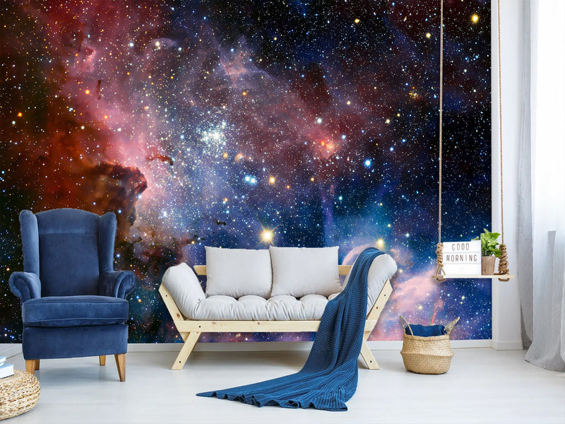 Non-Woven Wallpaper Full Wall Mural – “Star Cluster in the Infinite Universe” – Print for Bedroom or Living Room