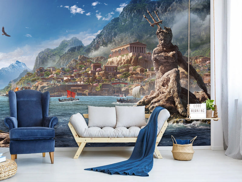 Wall mural in the kitchen, Traditional wallpaper with “Poseidon” pattern