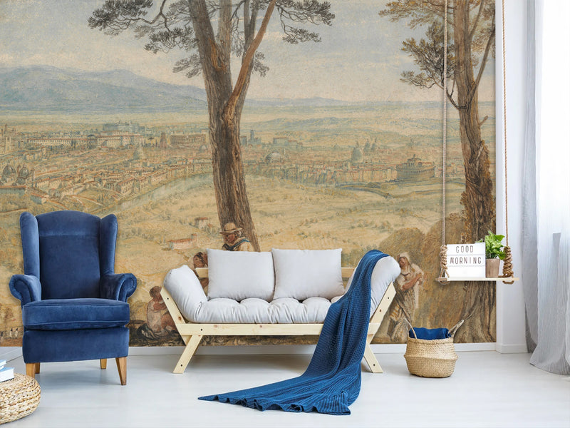 Traditional Full Wall Wallpaper – Classic Print for Room or Office Joseph Mallord William Turner-Rome from Monte Mario