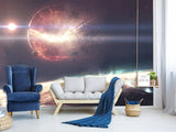 Peel and Stick Full Wall Mural Print Planet Breaking Into Fragments for Living Room or Bedroom