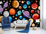 Self-Adhesive Full-Wall Wallpaper, In-House Production — Wall Mural For Living Room Or Kids’ Room “Vibrant Planets”.