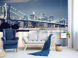 Traditional Wallpaper "Brooklyn bridge at night" New York city – Wall art Wall Mural for Bedroom Kitchen & Living Room