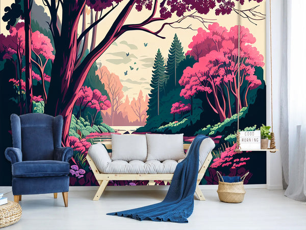 Art Print Non-Woven Wall Mural "Spring Landscape" for Living Room, Kids Room, Decor for Office, Bedroom 🌸