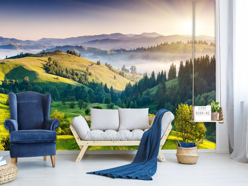 Self-Adhesive Eco Wallpaper For Bedroom, Living Room "Beauty Of The Carpathian Mountains"