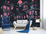 Neon City At Night – Modern Traditional Wall Mural For Interior Design 🌃