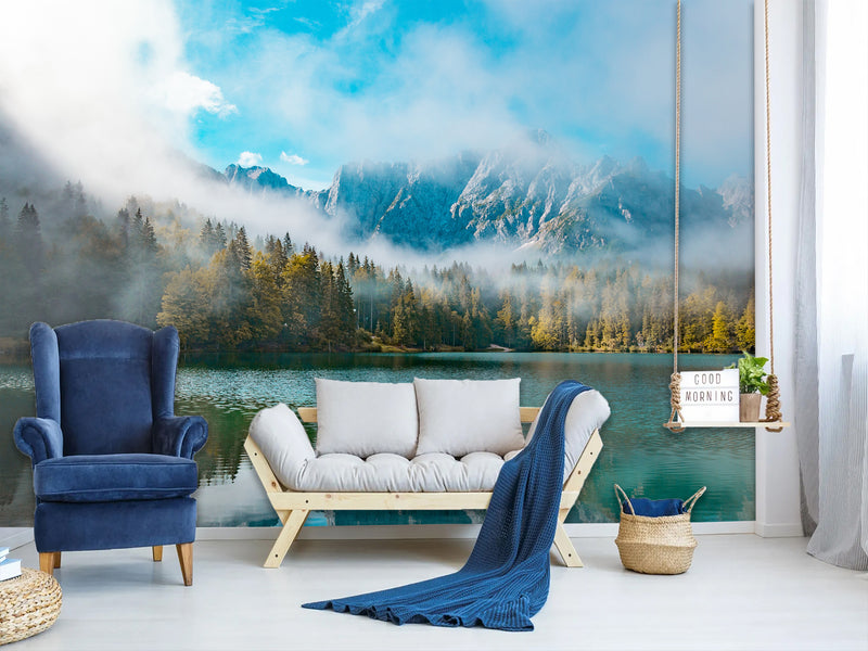 Non-Woven Mural For Lounge Area, Bedroom, Or Reception "Lake" Full Wall Design Wallpaper