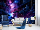 Self-Adhesive Wall Mural Interesting Universe Design For Living Room Bedroom "Cosmic Storm Of Light"✨