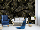 Floral Full-Wall Print Non-Woven Photo Wallpaper Tropical Design For Office Or Bedroom "Banana Leaves"